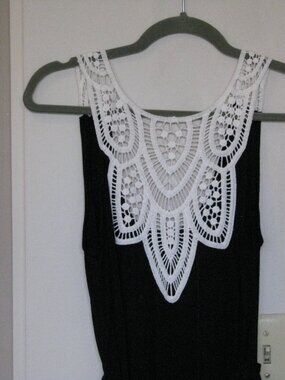 Merona Black Belted Maxi Summer Dress with Lace Bodice and Side Slits